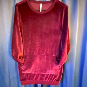 Fabletics Plum Velour Velvet Pullover with Pocket Size Medium